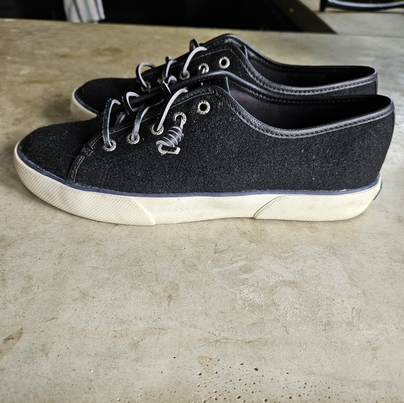 Sperry black wool leather Oxford sneakers size 8 memory foam casual fall comfort - Picture 7 of 8
